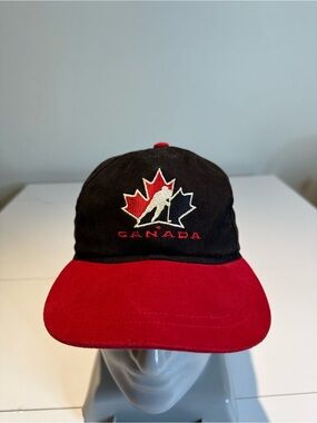 Canada Hockey Embroidered Red & Black Baseball Cap